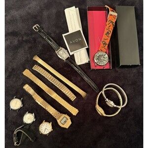 11 Pc LOT Ladies Watches Bands Sold As Is for Parts/Repair Avon Futura Lausanne